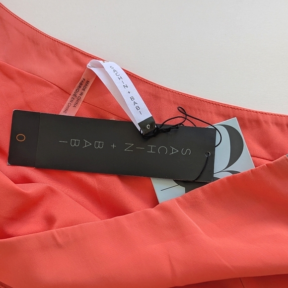 Sachin+Babi One-Shoulder Lapel Sleeveless Mini Dress Coral Gray Stripe - sz 0 - Picture 7 of 12